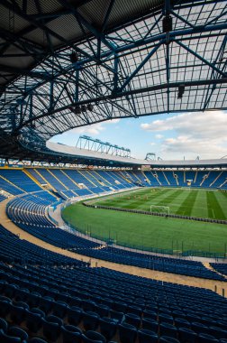 KHARKIV, UKRAINE - 24 Haziran 2020: Metallist-1925 - Metalurg maçından önce Metalist Stadyumu