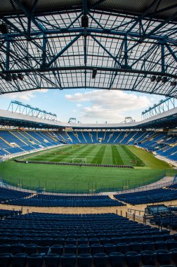 KHARKIV, UKRAINE - 24 Haziran 2020: Metallist-1925 - Metalurg maçından önce Metalist Stadyumu