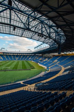 KHARKIV, UKRAINE - 24 Haziran 2020: Metallist-1925 - Metalurg maçından önce Metalist Stadyumu