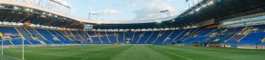 KHARKIV, UKRAINE - 24 Haziran 2020: Metallist-1925 - Metalurg maçından önce Metalist Stadyumu