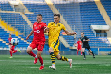 Kharkiv, Ukrayna - 24 Haziran 2020: Ukrayna PFL Metallist-1925 - Metalurg futbol karşılaşması 