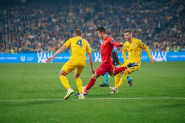 Kyiv, Ukrayna - 14 Ekim 2019: Cristiano Ronaldo EURO 2020 eleme maçı sırasında.