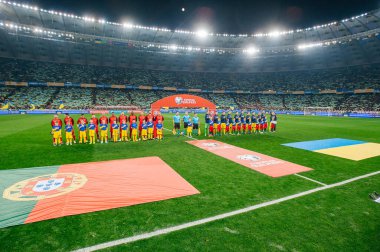 Kyiv, Ukrayna - 14 Ekim 2019: EURO 2020 Ukrayna - Portekiz maçı