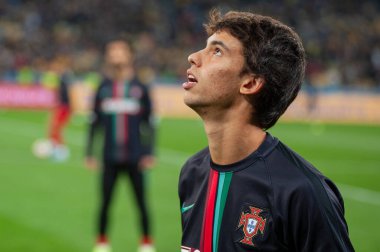 Kyiv, Ukrayna - 14 Ekim 2019: EURO 2020 eleme maçından önce Joao Felix.