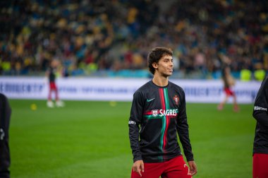 Kyiv, Ukrayna - 14 Ekim 2019: EURO 2020 eleme maçından önce Joao Felix.
