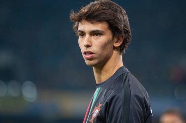 Kyiv, Ukrayna - 14 Ekim 2019: EURO 2020 eleme maçından önce Joao Felix.