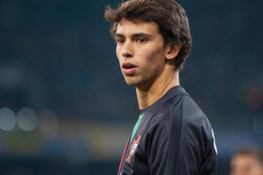 Kyiv, Ukrayna - 14 Ekim 2019: EURO 2020 eleme maçından önce Joao Felix.