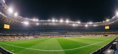 Kyiv, Ukrayna - 14 Ekim 2019: Euro 2020 Ukrayna ile Portekiz karşılaşması öncesinde Olimpiyat Stadyumu manzarası