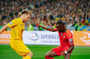 Kyiv, Ukrayna - 14 Ekim 2019: UEFA EURO 2020 ön eleme maçı sırasında profesyonel futbolcu Bruma