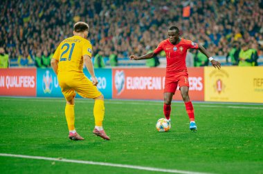 Kyiv, Ukrayna - 14 Ekim 2019: UEFA EURO 2020 ön eleme maçı sırasında profesyonel futbolcu Bruma