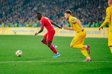 Kyiv, Ukrayna - 14 Ekim 2019: UEFA EURO 2020 ön eleme maçı sırasında profesyonel futbolcu Bruma