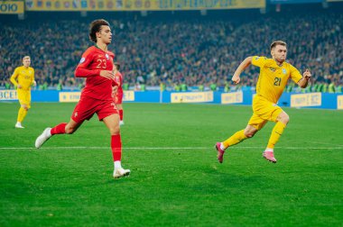 Kyiv, Ukrayna - 14 Ekim 2019: Portekiz milli takımı Joao Felix 'in Ukrayna Olimpiyat Stadyumu' nda oynanan karşılaşma sırasında oynadığı duygusal portresi