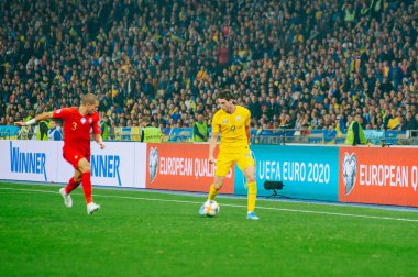 Kyiv, Ukrayna - 14 Ekim 2019: Roma Yaremcuk, EURO 2020 - Portekiz Olimpiyat Stadyumu karşılaşmasında Ukrayna forveti