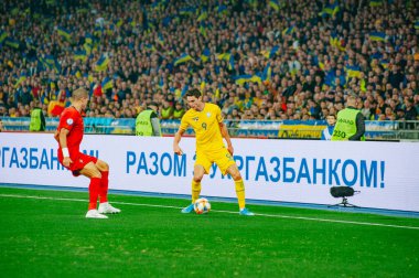 Kyiv, Ukrayna - 14 Ekim 2019: Roma Yaremcuk, EURO 2020 - Portekiz Olimpiyat Stadyumu karşılaşmasında Ukrayna forveti