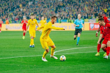 Kyiv, Ukrayna - 14 Ekim 2019: Andrey Yarmolenko Euro 2020 Ukrayna ile Portekiz Olimpiyat Stadyumu arasındaki ön eleme maçında