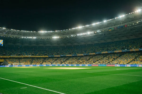 Kyjev Ukrajina Října 2019 Pohled Olympijský Stadion Před Zápasem Kvalifikačního — Stock fotografie
