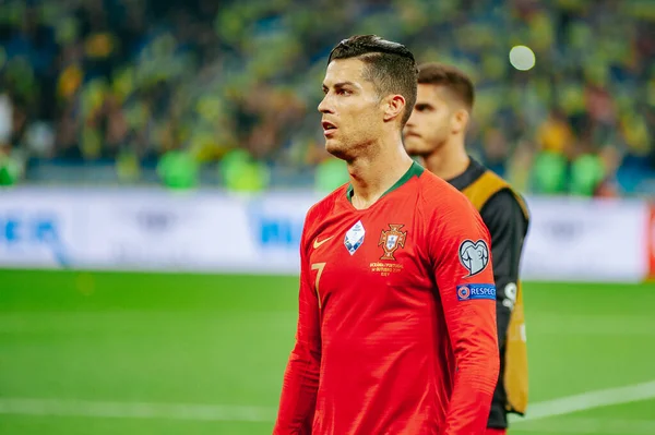 Kyiv Ukraine October 2019 Side Portrait Cristiano Ronaldo Captain Forward — Stock Photo, Image