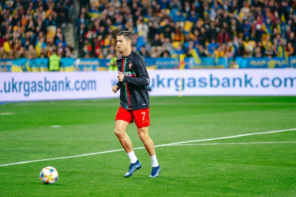 Kyiv Ukrayna Ekim 2019 Portekiz Milli Takımının Kaptanı Forveti Cristiano — Stok fotoğraf