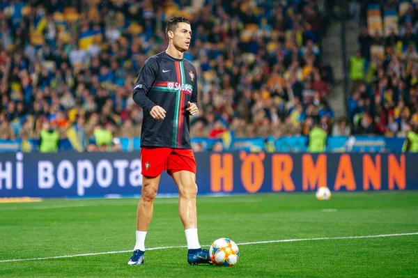 Kyjev Ukrajina Října 2019 Cristiano Ronaldo Kapitán Útočník Portugalského Národního — Stock fotografie