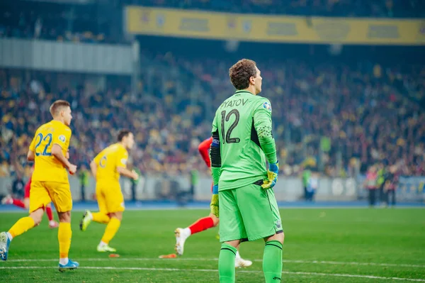 Kyiv Ukraine October 2019 Goalkeeper Andriy Pyatov Captain Ukraine Match — Stock Photo, Image
