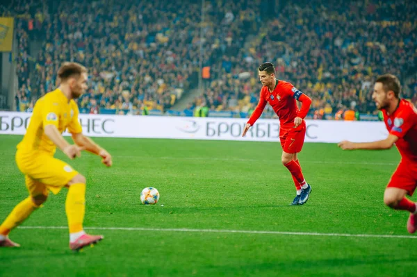 Kijevben Ukrajnában 2019 Október Cristiano Ronaldo Portugál Válogatott Kapitánya Továbbjutója — Stock Fotó