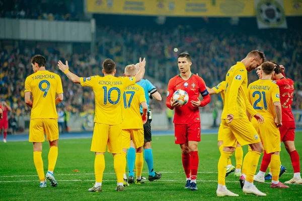 Kiev Ucrânia Outubro 2019 Cristiano Ronaldo Capitão Atacante Seleção Portuguesa — Fotografia de Stock