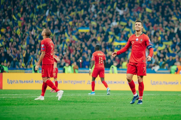 Kyjev Ukrajina Října 2019 Cristiano Ronaldo Kapitán Útočník Portugalského Národního — Stock fotografie