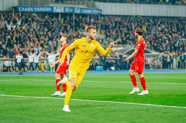 Kijev Ukrajna 2019 Október Andrej Jarmolenko Selejtező Alatt Euro 2020 — Stock Fotó