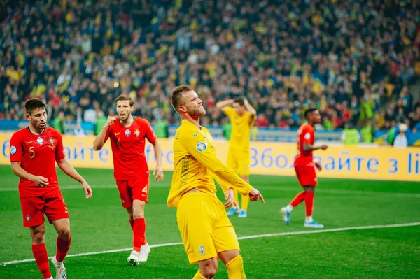 Kiev Ucraina Ottobre 2019 Andrey Yarmolenko Durante Partita Qualificazione Euro — Foto Stock