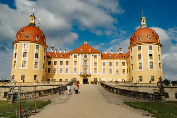 Moritzburg Deutschland September 2016 Sonnenuntergang Majestätischen Barockschloss Moritzburg Und Burgweiher — Stockfoto