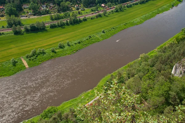 Dresden Tyskland Maj 2019 Bakifrån Elbe Från Bastei Sachsen Schweiz — Stockfoto