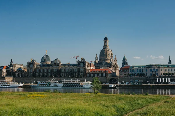 Drážďany Německo Června 2019 Panorama Bruhlovou Terasou Balkón Evropy Labem — Stock fotografie