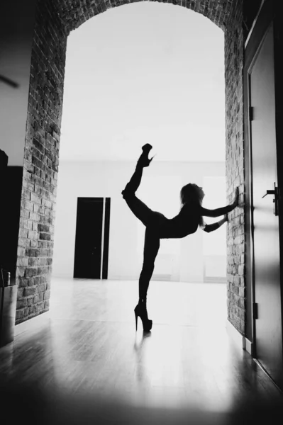 Mulher Dançarina Balé Corpo Negro Posando Estúdio Balé Conceito Dança — Fotografia de Stock