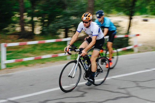 Kharkiv Ukraine August 2020 Triathon Biking Cyclist Triathlete Riding Racing — Stock Photo, Image