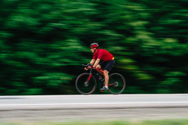 Kharkiv Ukraine August 2020 Triathon Biking Cyclist Triathlete Riding Racing — Stock Photo, Image