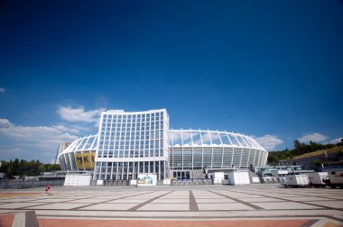 KHARKIV, UKRAINE - 5 Ağustos 2020: Ulusal Olimpiyat Spor Kompleksi. NSC OLMPIYSKIY. Halka açık etkinliklere izin var. CV salgını sırasında Avrupa sporu.