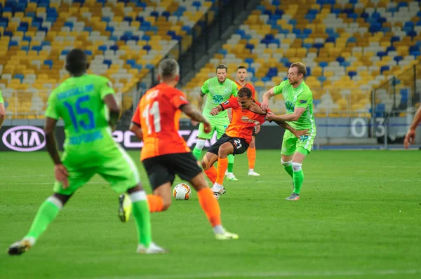 Kharkiv Ukraine Ağustos 2020 Lig Europa Shakhtar Wolfsburg Maçında Aksiyon — Stok fotoğraf