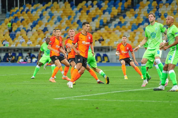 Kharkiv Ukraine Augusti 2020 Action Fotbollsmatchen Mellan League Europa Shakhtar — Stockfoto