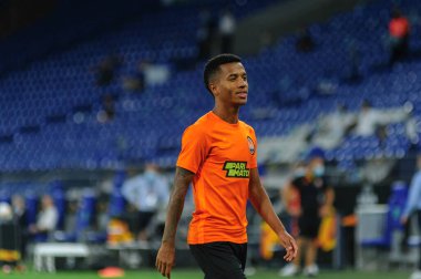 Gelsenkirchen, Almanya - 11 Ağustos 2020: Marcos Antonio, League Europa Shakhtar vs Basel 'in futbol maçında. Halka açık etkinliklere izin var. CV salgını sırasında Avrupa sporu.