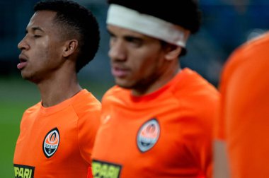 Gelsenkirchen, Almanya - 11 Ağustos 2020: Marcos Antonio, League Europa Shakhtar vs Basel 'in futbol maçında. Halka açık etkinliklere izin var. CV salgını sırasında Avrupa sporu.
