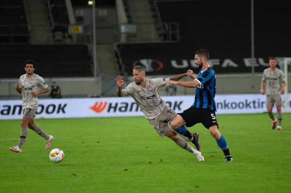 Dusseldorf Alemanha Agosto 2020 Marlos Ação Durante Jogo Futebol Uefa — Fotografia de Stock