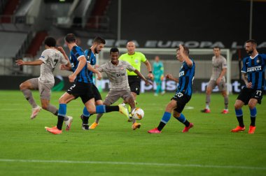 DÜKSELDORF, GERMANY - 17 AĞUSTOS 2020: Düsseldorf 'taki Esprit Arena Spor Kompleksi' nde oynanan UEFA Avrupa Ligi Shakhtar - Inter maçı. 