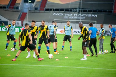 DÜKSELDORF, GERMANY - 17 AĞUSTOS 2020: Düsseldorf 'taki Esprit Arena spor kompleksi üzerinde oynanan UEFA Avrupa Ligi Shakhtar - Inter maçında Inter' in oynadığı Inter Milano futbolcusu. 