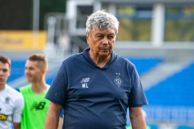 KYIV, UKRAINE - 21 Ağustos 2020: Mircea Lucescu Dinamo Kyiv 'in teknik direktörü