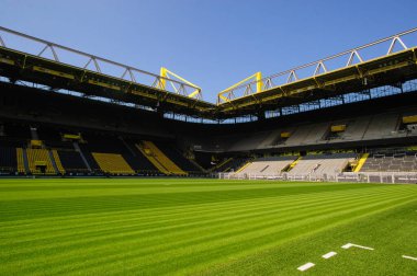 DORTMUND, ALMANY - 12 AĞUSTOS 2020 İduna Park Sinyali. Borussia Dortmund futbol stadyumu
