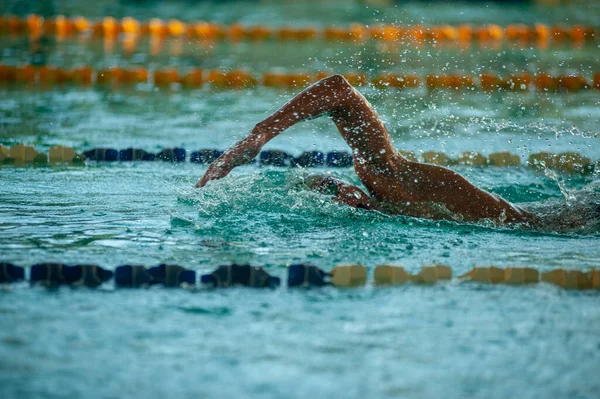 Foto Respingo Água Piscina Salpicos Água — Fotografia de Stock