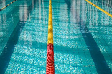Spor yüzme havuzu. Yüzücüler için bölünmüş yüzme yolları, 
