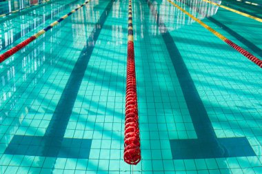 Spor yüzme havuzu. Yüzücüler için bölünmüş yüzme yolları, 