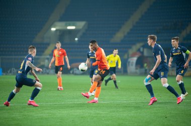Kharkiv, Ukrayna - 4 Mart 2020: Tete, Shakhtar Donetsk 'in orta saha oyuncusu UPL Shakhtar - Dnipro-1