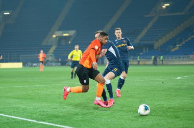 Kharkiv, Ukrayna - 4 Mart 2020: Tete, Shakhtar Donetsk 'in orta saha oyuncusu UPL Shakhtar - Dnipro-1